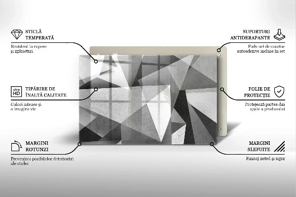 Zaščitna steklena plošča za štedilnik Konkretna ostra abstrakcija