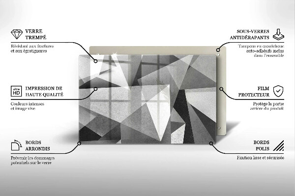 Zaščitna steklena plošča za štedilnik Konkretna ostra abstrakcija