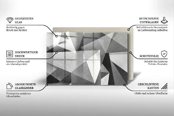 Zaščitna steklena plošča za štedilnik Konkretna ostra abstrakcija