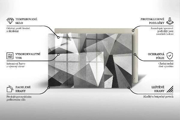 Zaščitna steklena plošča za štedilnik Konkretna ostra abstrakcija