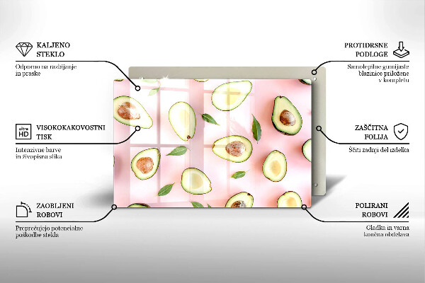 Zaščitna steklena plošča za štedilnik Vzorec avokada