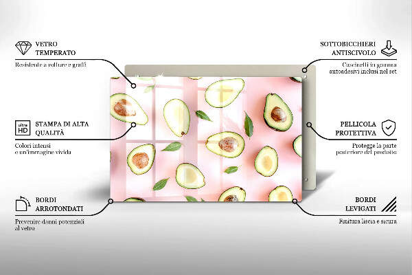 Zaščitna steklena plošča za štedilnik Vzorec avokada