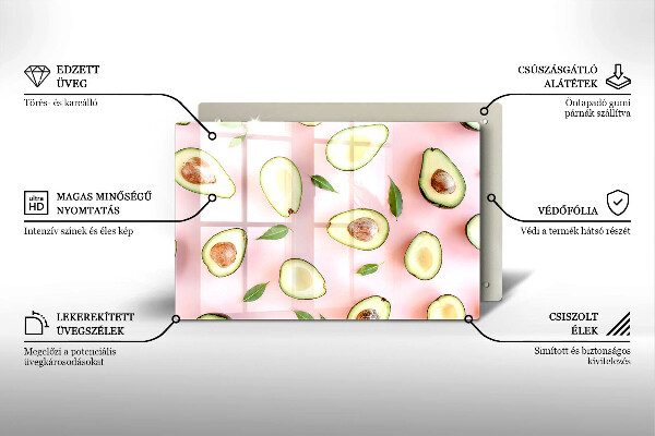Zaščitna steklena plošča za štedilnik Vzorec avokada