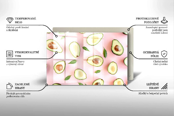 Zaščitna steklena plošča za štedilnik Vzorec avokada