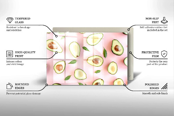 Zaščitna steklena plošča za štedilnik Vzorec avokada