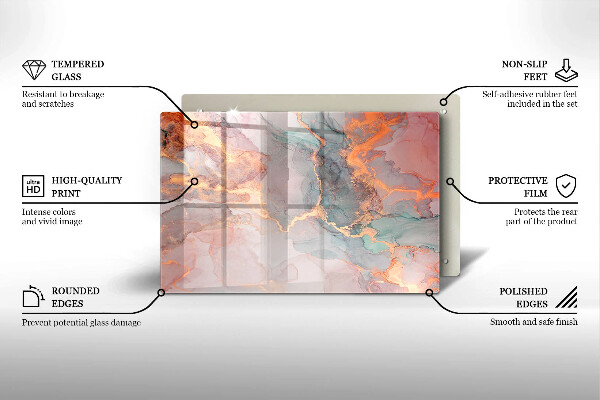 Zaščitna plošča za štedilnik Marmor z zlatom