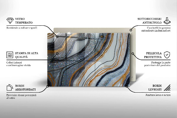 Zaščitna plošča za štedilnik kamen z zlatom