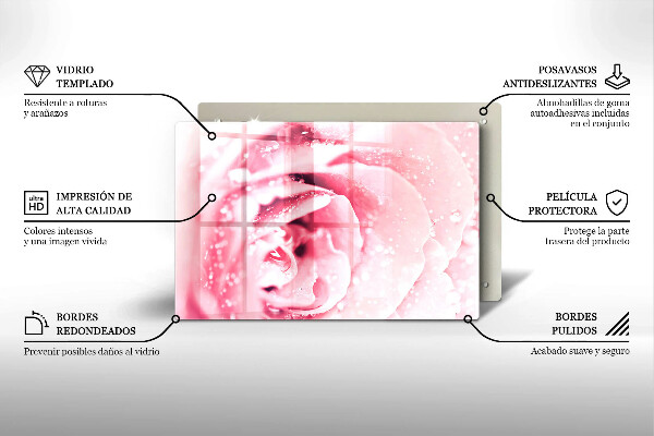 Zaščitna plošča za štedilnik Rosne kapljice in cvet vrtnice