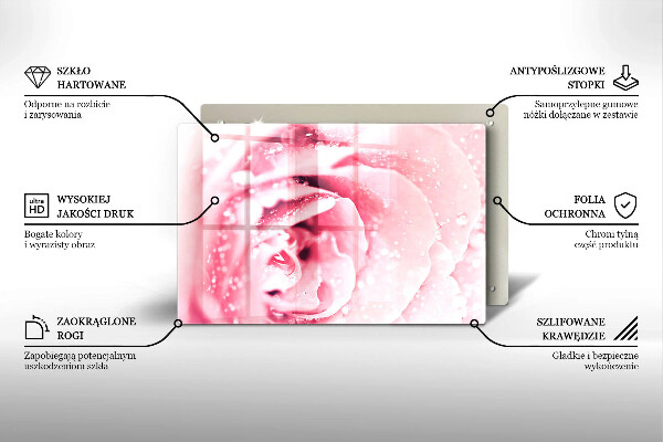 Zaščitna plošča za štedilnik Rosne kapljice in cvet vrtnice