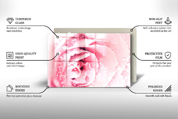 Zaščitna plošča za štedilnik Rosne kapljice in cvet vrtnice