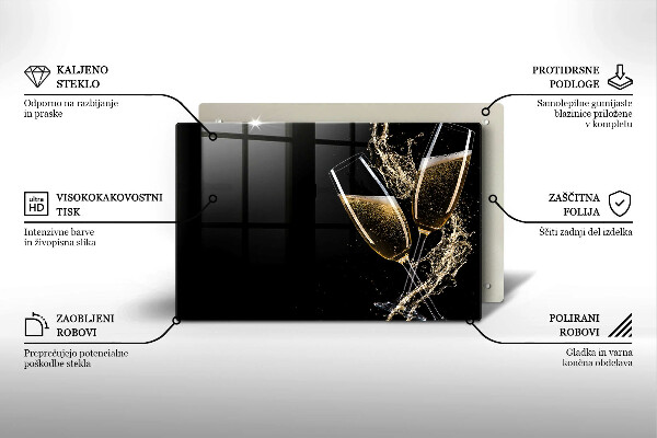 Zaščitna plošča za štedilnik Kozarci za šampanjec
