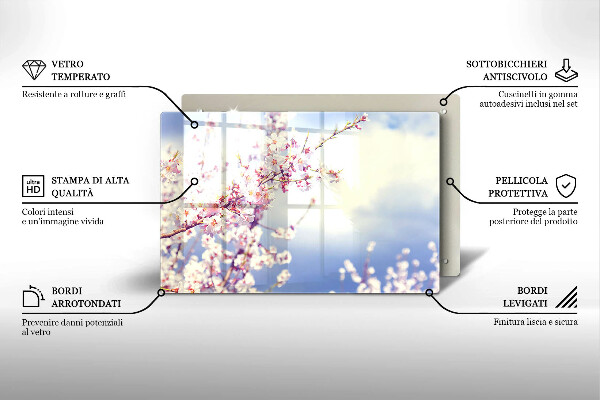 Zaščitna plošča za štedilnik Cvetoče drevo