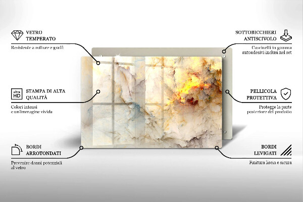 Zaščitna plošča za štedilnik Tekstura marmorja z zlatom