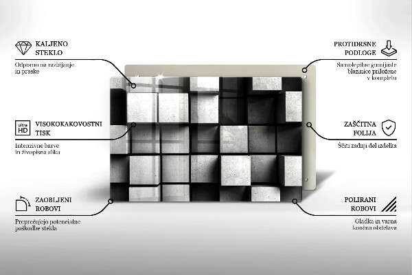 Stenska zaščitna plošča za štedilnik 3D geometrijsko ozadje
