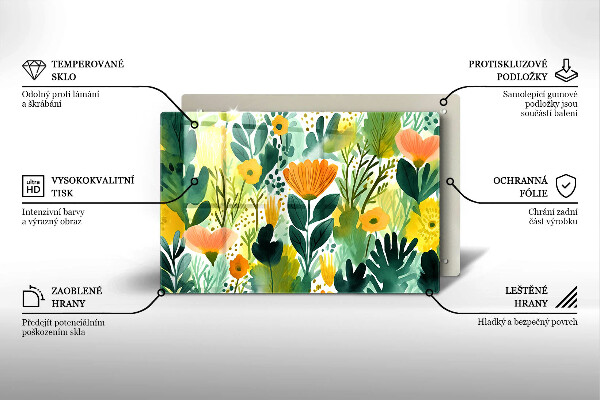 Zaščitna plošča za štedilnik Poslikane rože