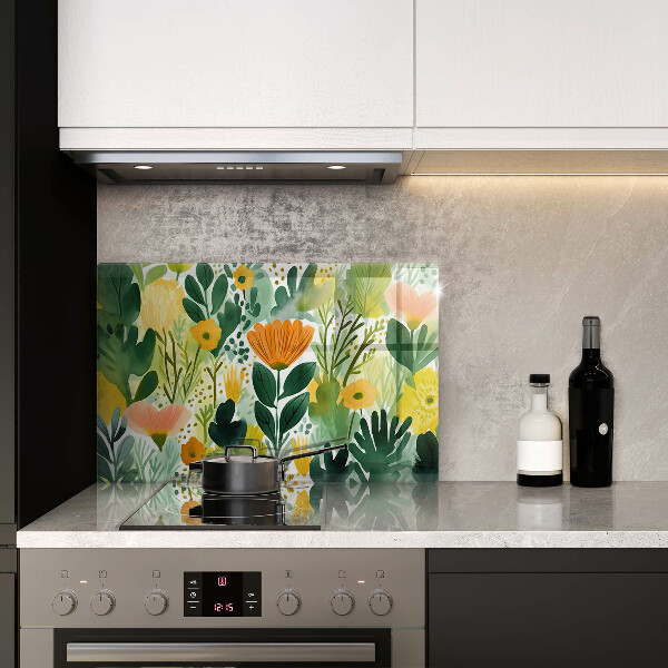 Zaščitna plošča za štedilnik Poslikane rože