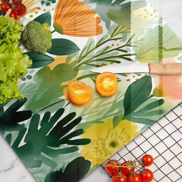 Zaščitna plošča za štedilnik Poslikane rože