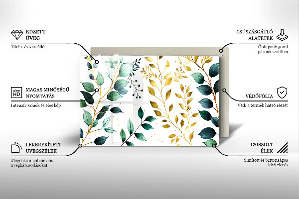 Zaščitna plošča za štedilnik Zeleni in zlati listi