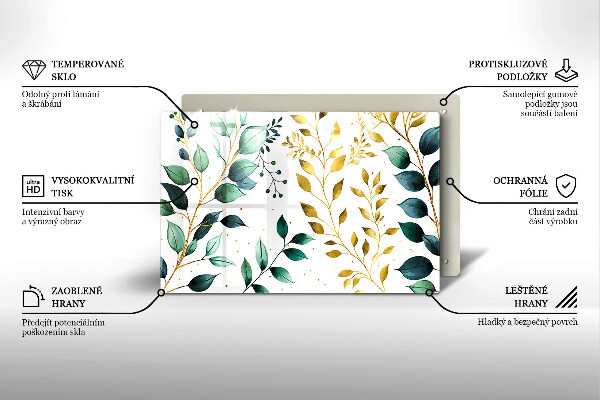 Zaščitna plošča za štedilnik Zeleni in zlati listi
