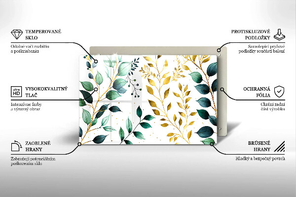 Zaščitna plošča za štedilnik Zeleni in zlati listi