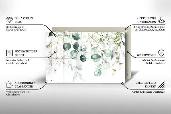 Zaščitna plošča za štedilnik Poslikane rastline