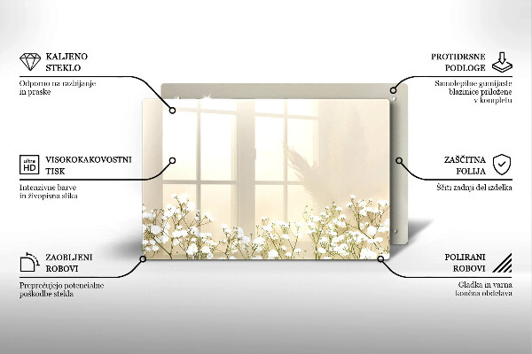 Zaščitna plošča za štedilnik Boho rože iz mavca