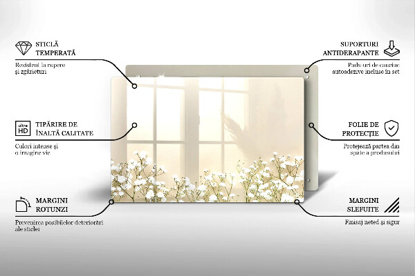 Zaščitna plošča za štedilnik Boho rože iz mavca