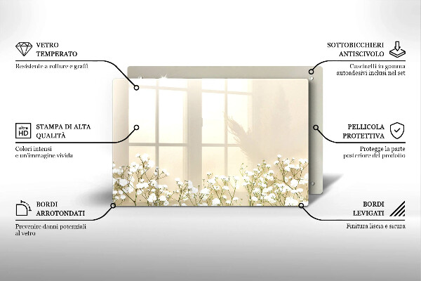 Zaščitna plošča za štedilnik Boho rože iz mavca
