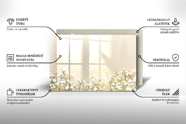 Zaščitna plošča za štedilnik Boho rože iz mavca