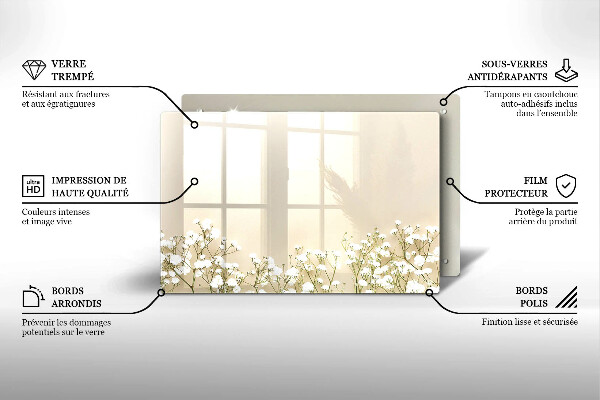 Zaščitna plošča za štedilnik Boho rože iz mavca