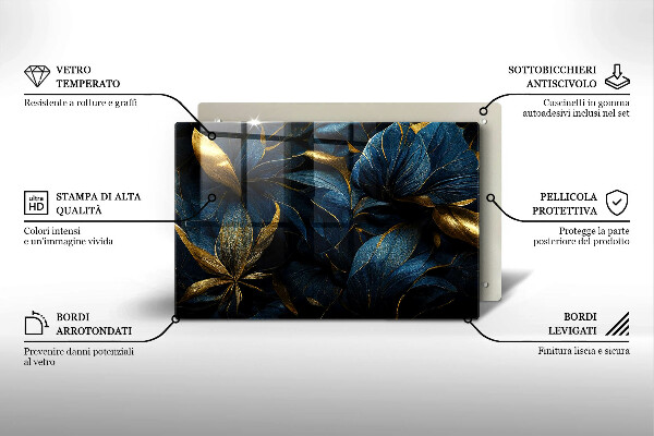 Zaščitna plošča za štedilnik Okrasni listi z zlatom