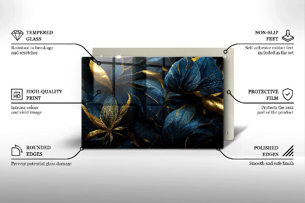 Zaščitna plošča za štedilnik Okrasni listi z zlatom