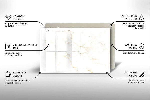 Zaščitna plošča za štedilnik Eleganten marmorni kamen