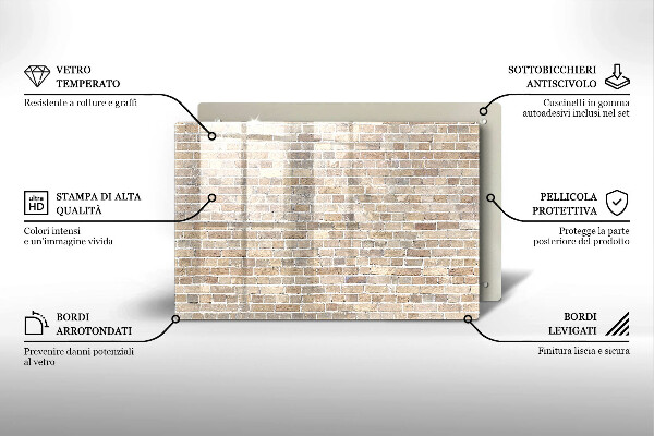Zaščitna plošča za štedilnik Svetla opečna stena