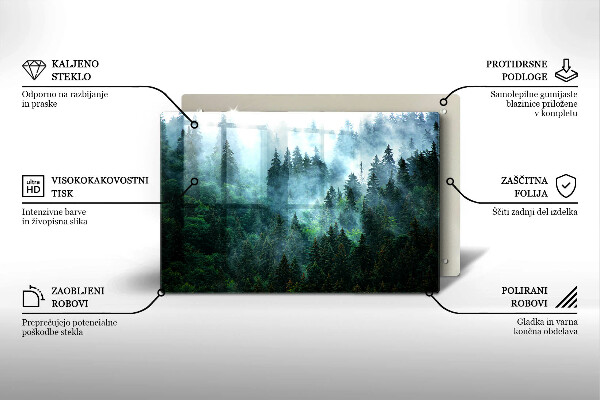 Zaščitna steklena plošča za štedilnik Gozd v megli
