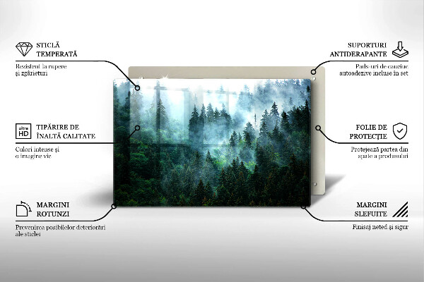 Zaščitna steklena plošča za štedilnik Gozd v megli