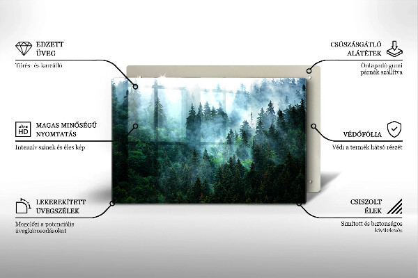 Zaščitna steklena plošča za štedilnik Gozd v megli