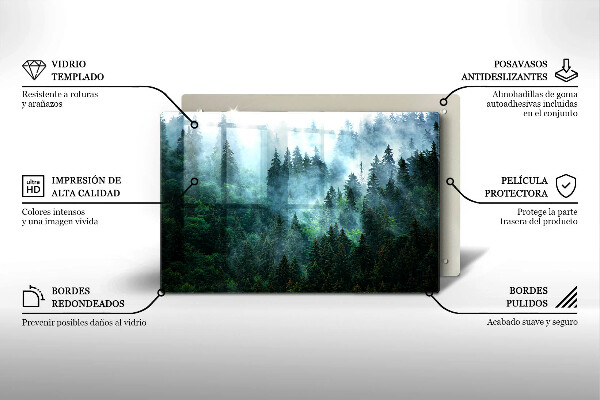 Zaščitna steklena plošča za štedilnik Gozd v megli