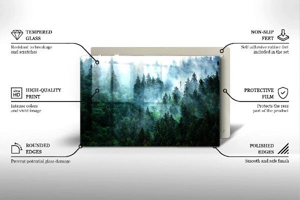 Zaščitna steklena plošča za štedilnik Gozd v megli