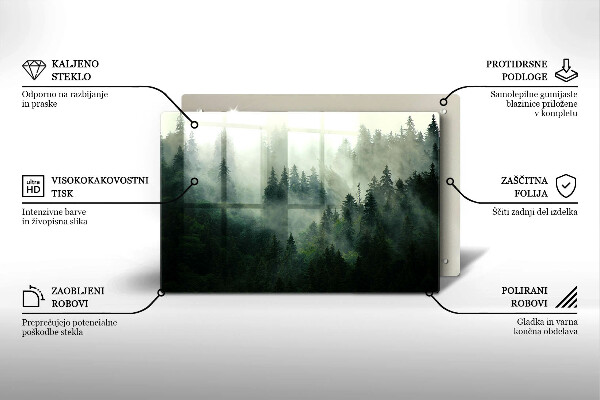Zaščitna steklena plošča za štedilnik Meglena gozdna pokrajina