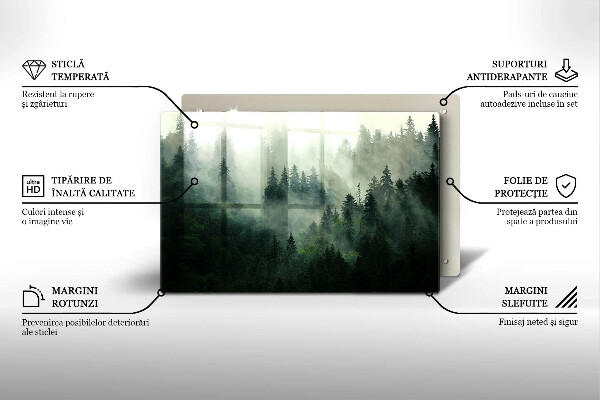 Zaščitna steklena plošča za štedilnik Meglena gozdna pokrajina