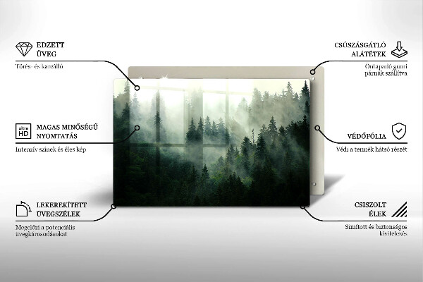 Zaščitna steklena plošča za štedilnik Meglena gozdna pokrajina