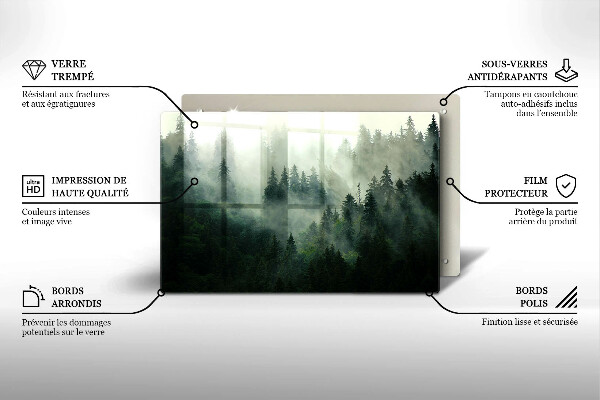Zaščitna steklena plošča za štedilnik Meglena gozdna pokrajina