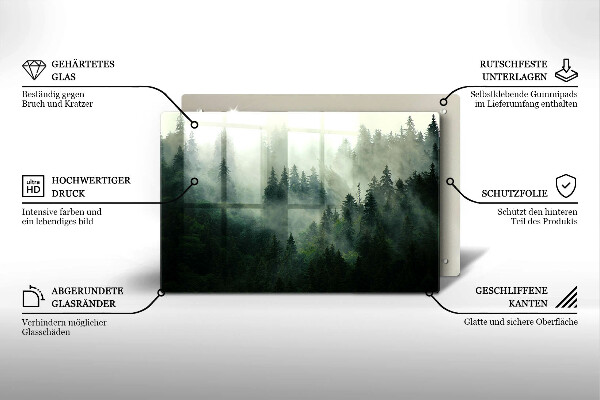 Zaščitna steklena plošča za štedilnik Meglena gozdna pokrajina