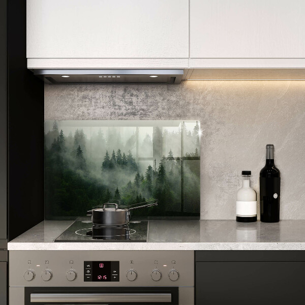 Zaščitna steklena plošča za štedilnik Meglena gozdna pokrajina