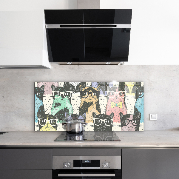 Stenska plošča za kuhinjo Smešna ilustracija mačjega hipsterja