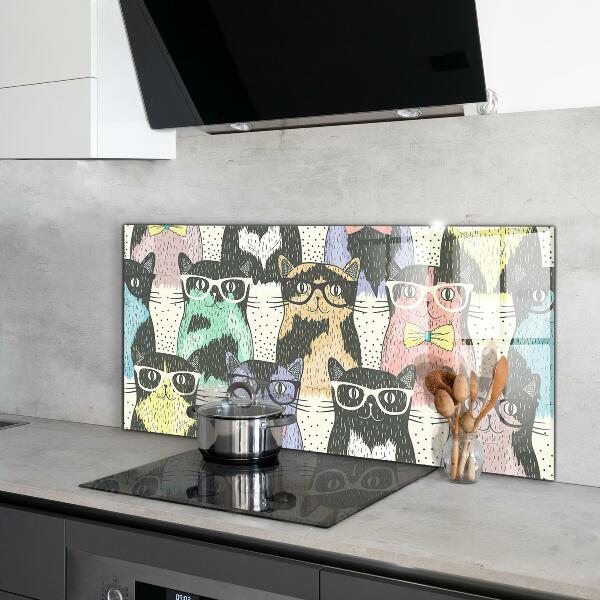 Stenska plošča za kuhinjo Smešna ilustracija mačjega hipsterja