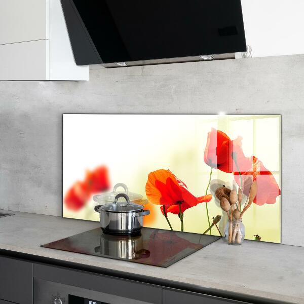 Zidna obloga za kuhinju Travnik z rdečimi makovi
