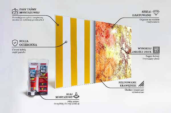 Stenska plošča za kuhinjo Oranžna abstrakcija