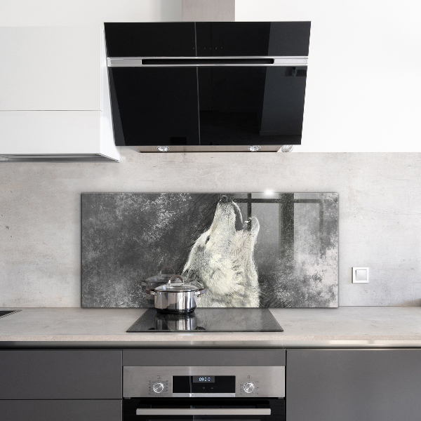 Stenska plošča za kuhinjo Ilustracija kanadskega volka